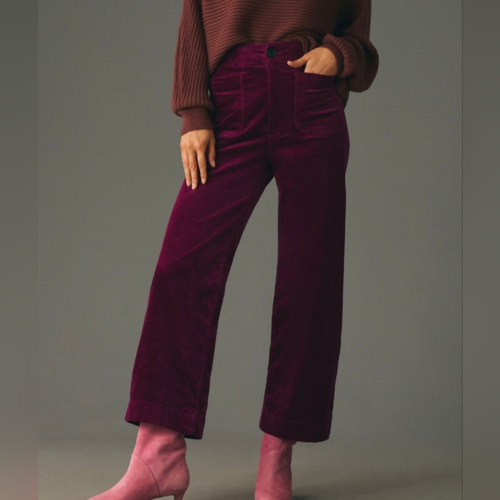 Mave Colette Crop In Violet Corduroy, 33T